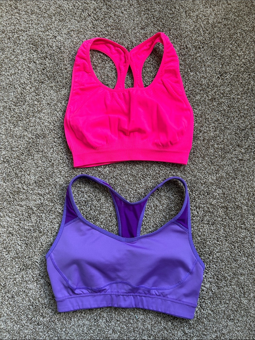 Neon Pink & Purple Racerback Sports Bras - Pack of 2 - S/M